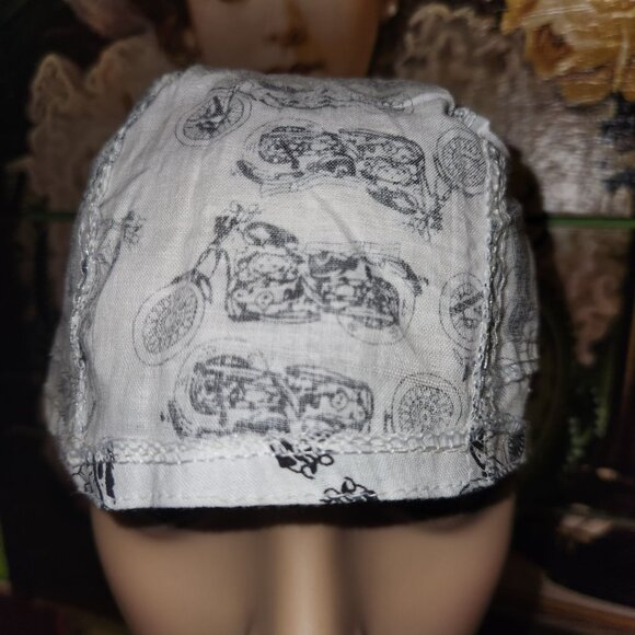Motorcycle Print Cotton Scrub Head Wrap with Ties Unisex Scrub Cap Doo Rag - Picture 6 of 8